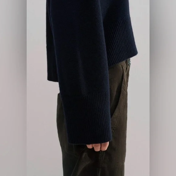 ME + EM Merino + Cashmere Curved Hem High Neck Sweater - Small - Picture 2 of 10